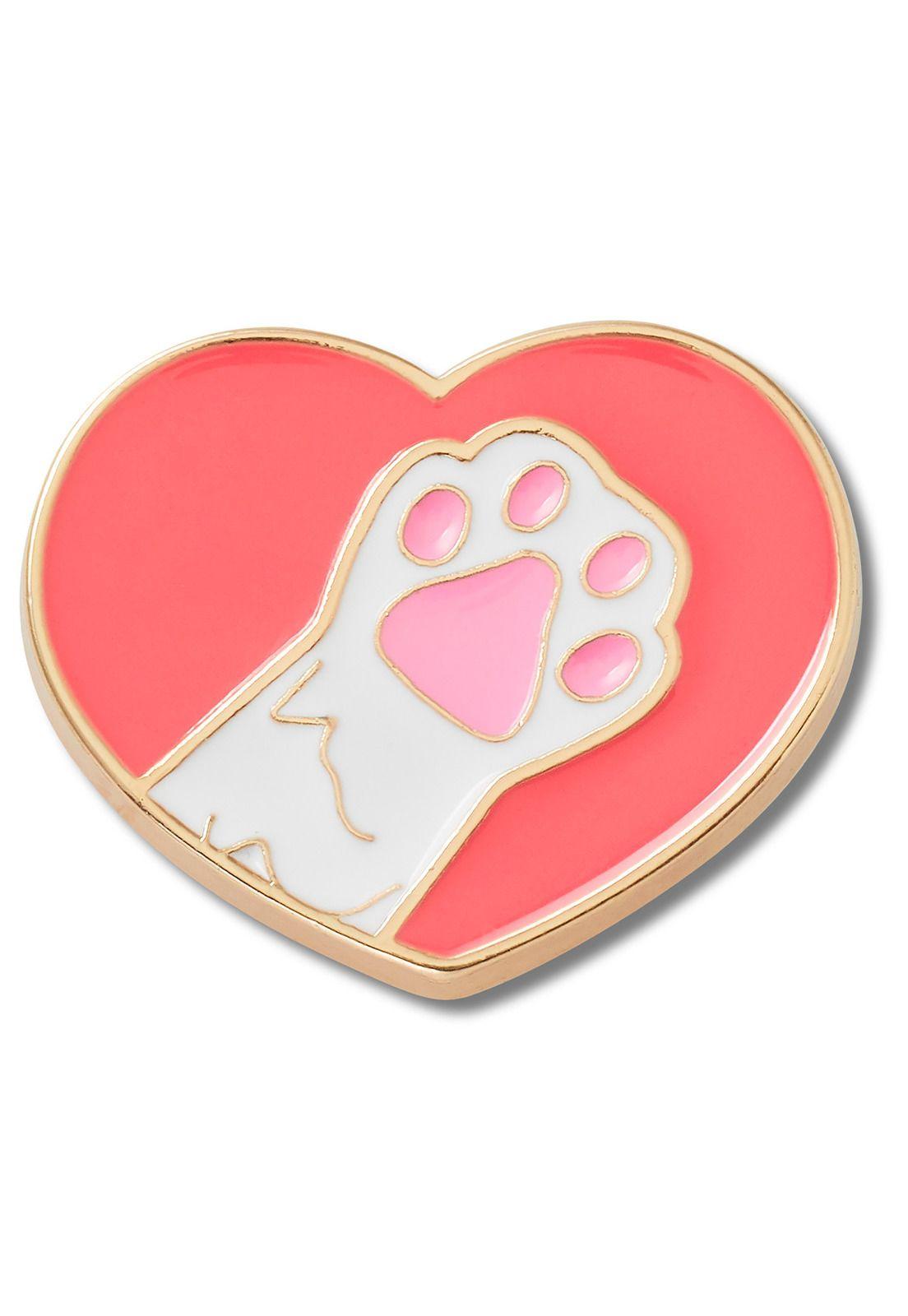 Jibbitz Corazón Pata de Gato Metalizado-0