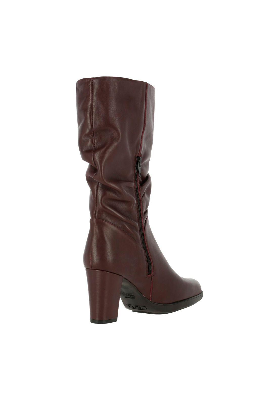 Bota Cuero Mujer Selene Burdeo-4