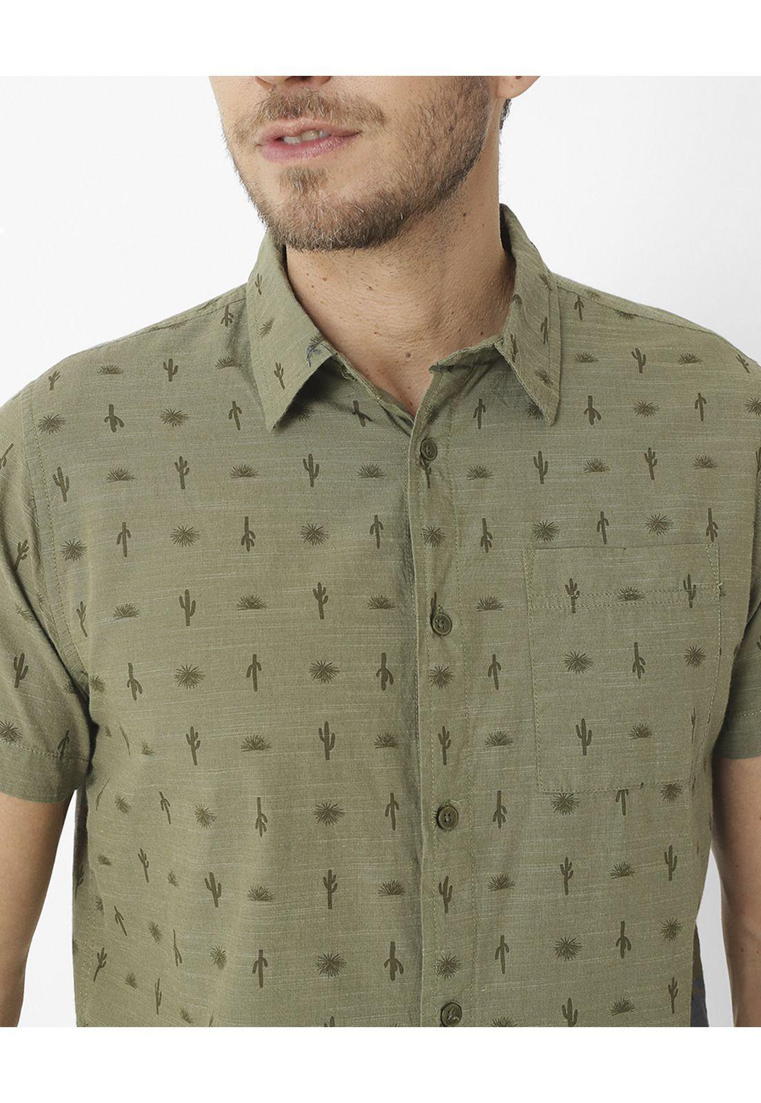 Camisa M/C Foundation S/S Slub Verde Hombre-4
