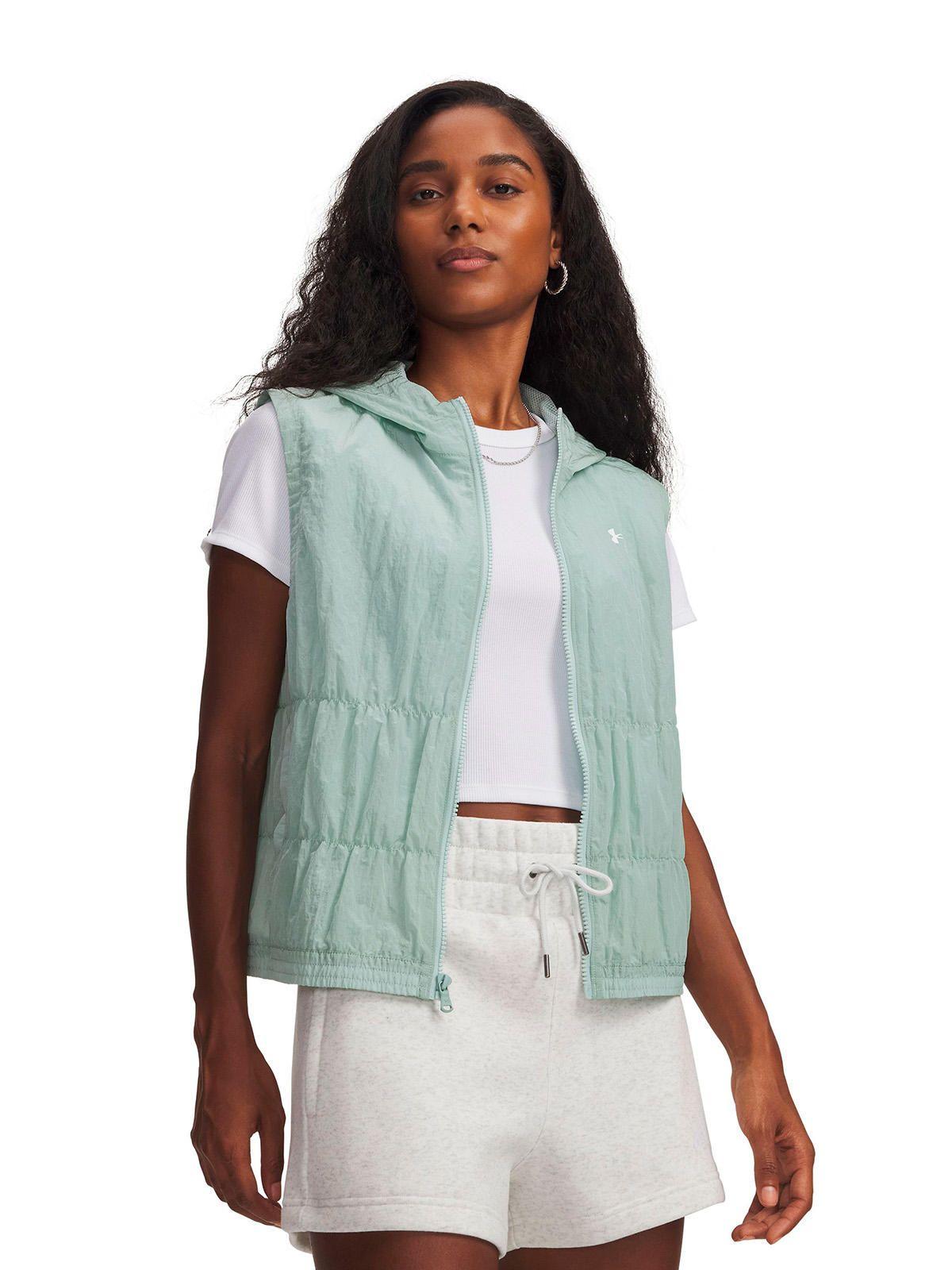 Parka S/M UA Rival Woven Bungee Vest Azul Mujer-0