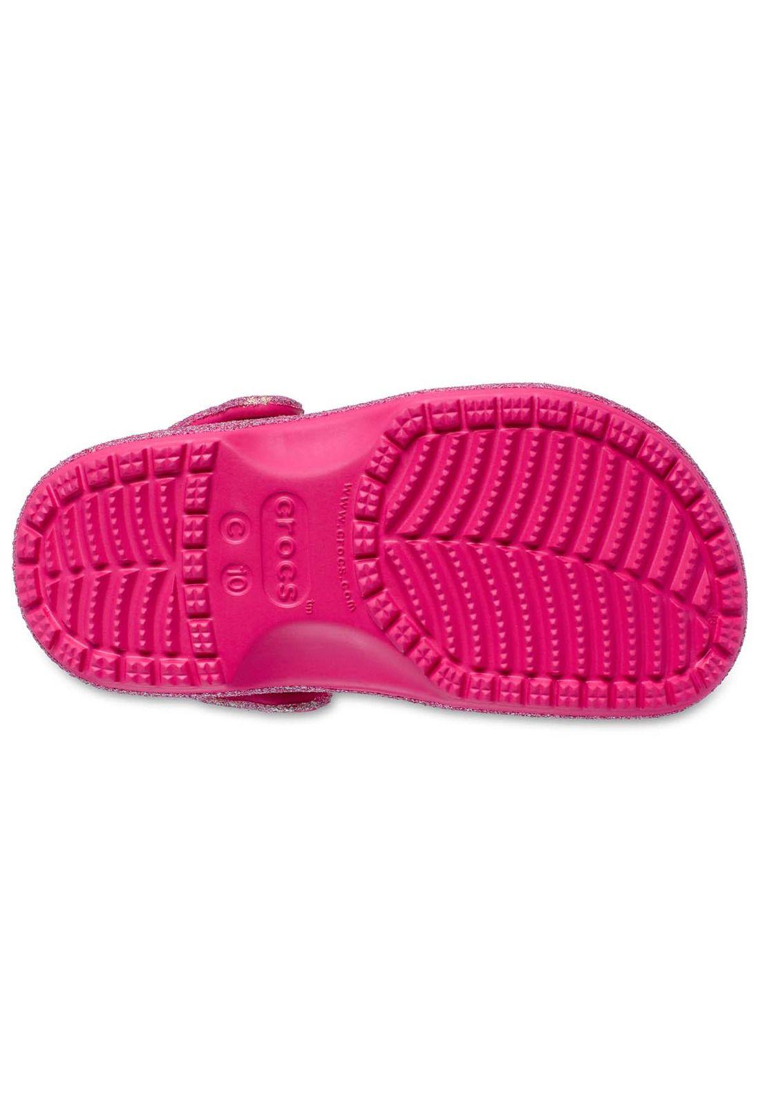Zueco Crocs Niña Classic Glitter Rosada-5