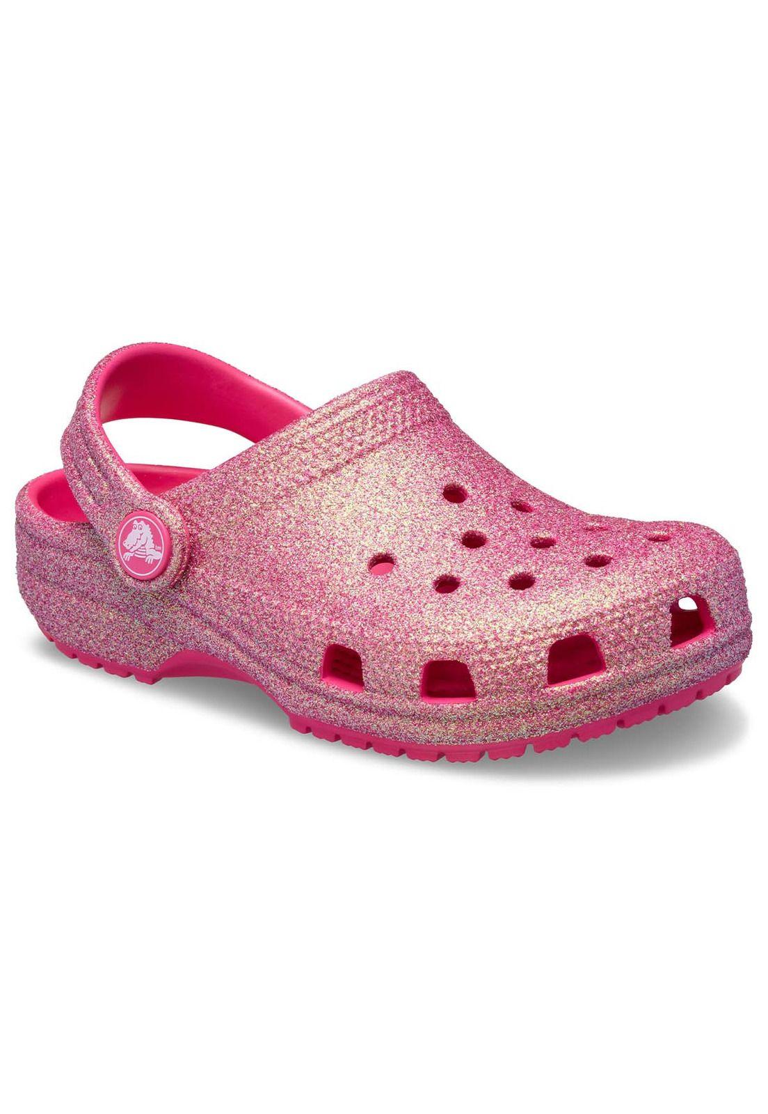 Zueco Crocs Niña Classic Glitter Rosada-6