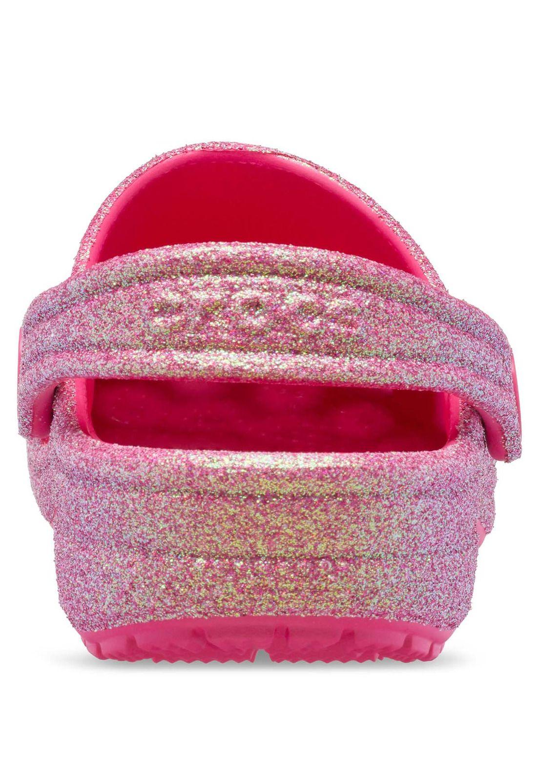 Zueco Crocs Niña Classic Glitter Rosada-7
