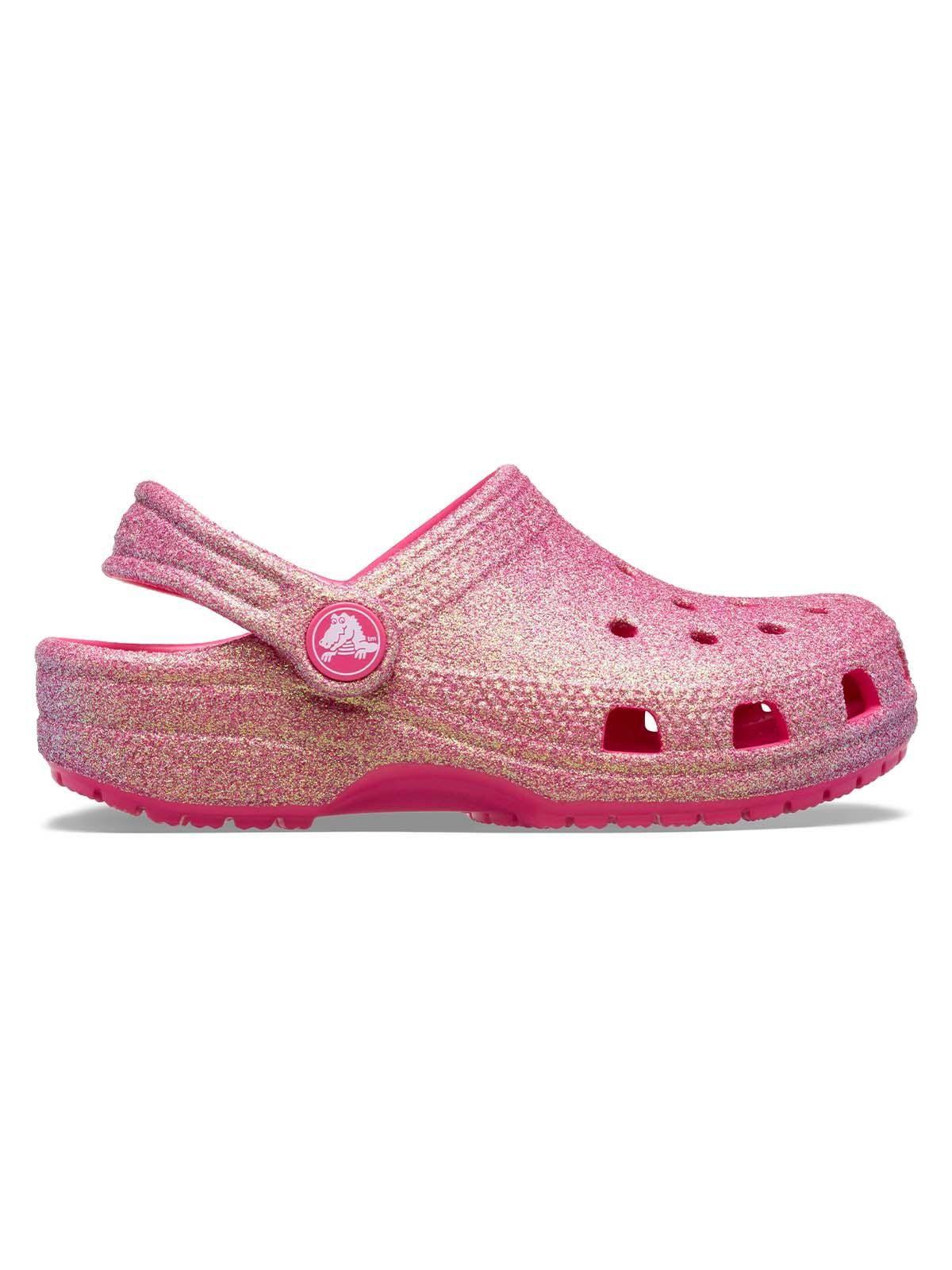 Zueco Crocs Niña Classic Glitter Rosada-0