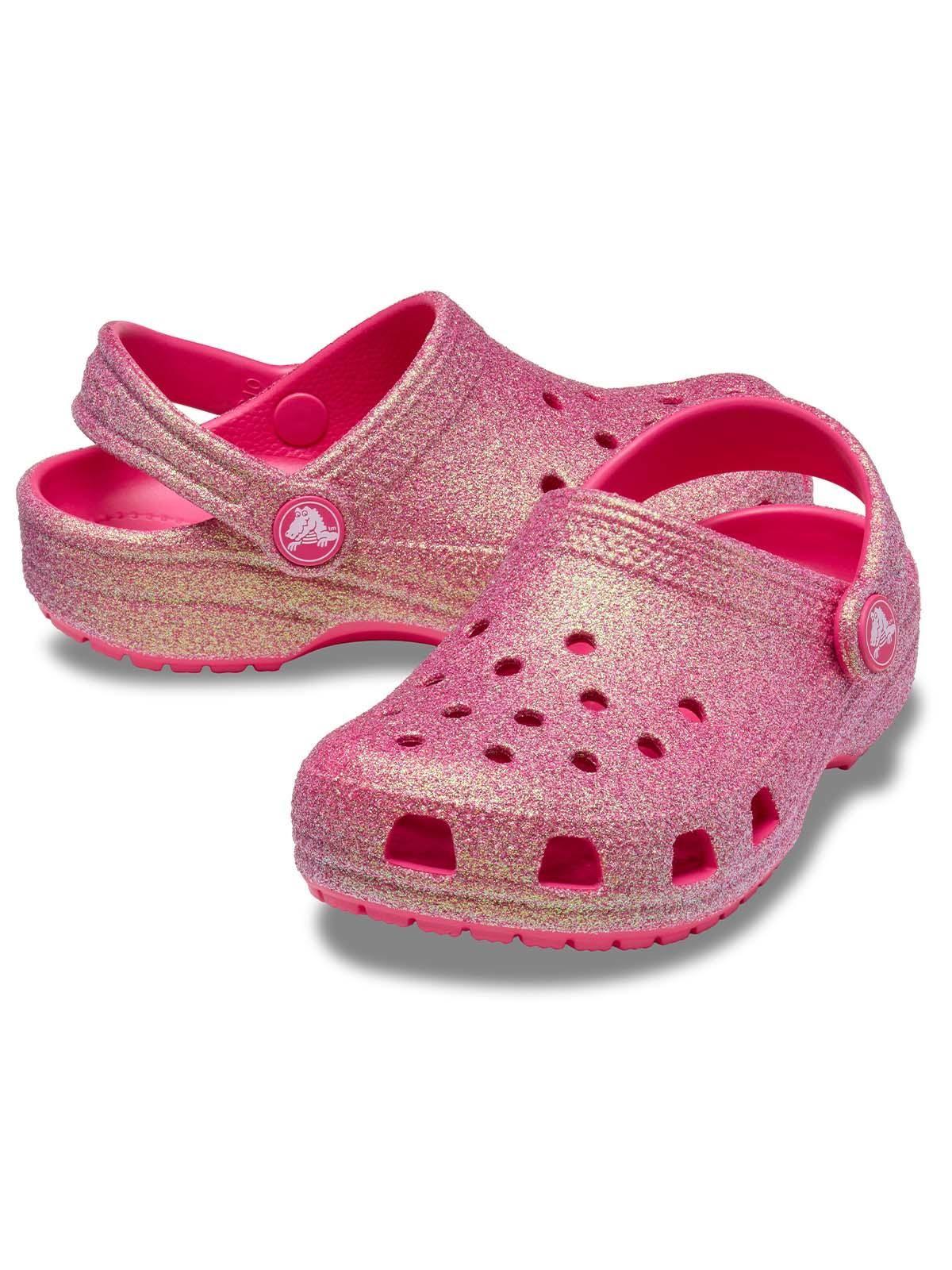 Zueco Crocs Niña Classic Glitter Rosada-3