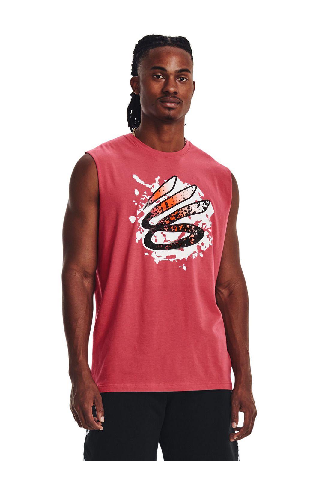 Polera sin mangas Curry para hombre Rojo-3
