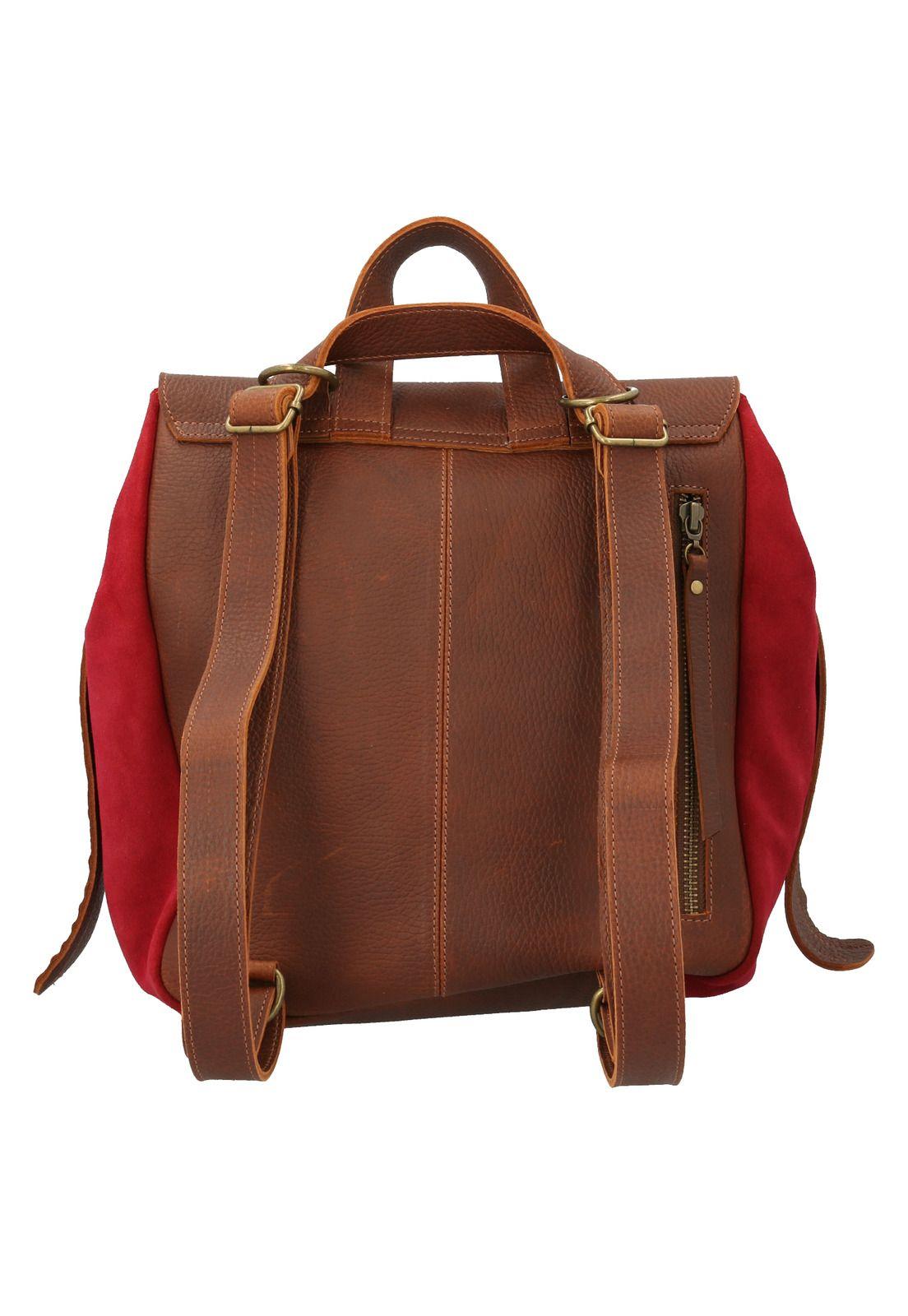 Mochila Cuero  Evert Back Rojo-2