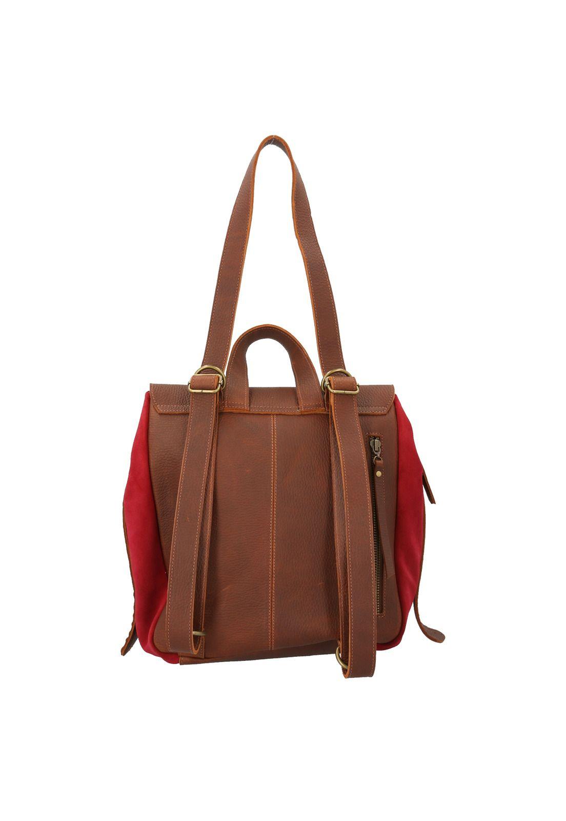 Mochila Cuero  Evert Back Rojo-4