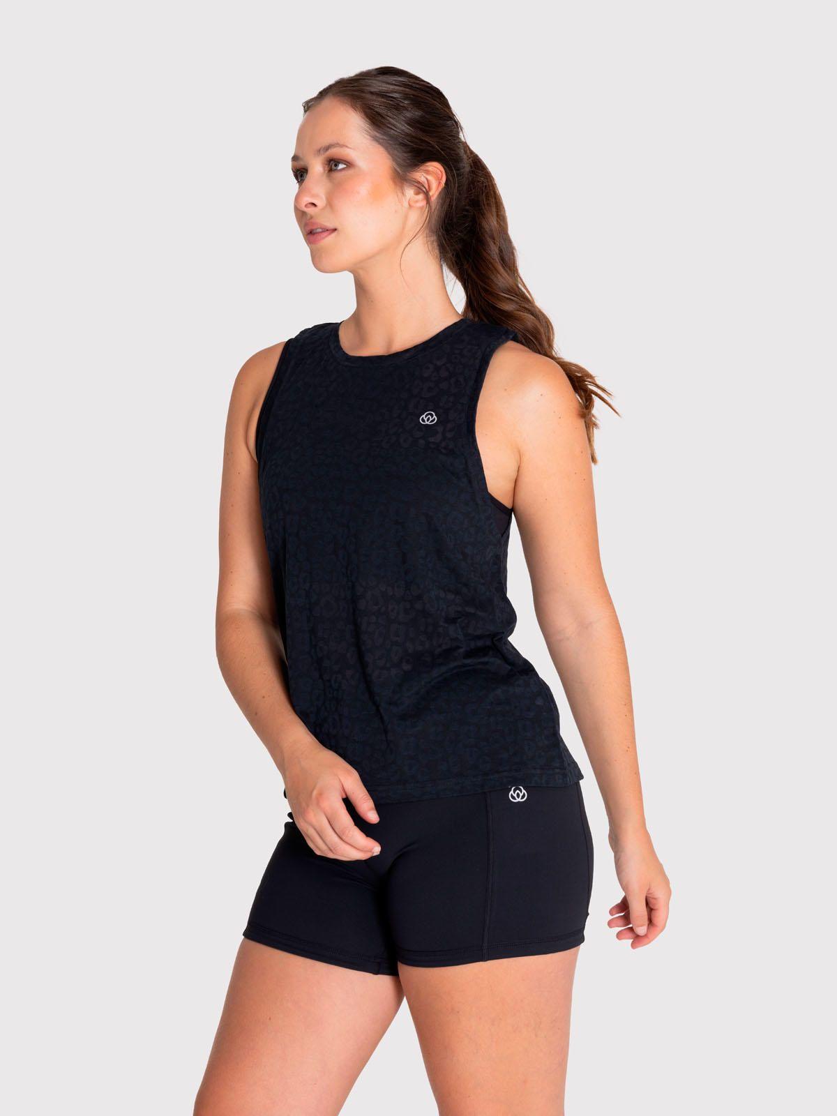 Polera deportiva Mujer Cheetah Tank Negra-3