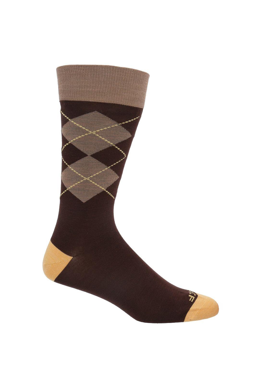 Calcetín Bambú Hombre Argyles Café-0