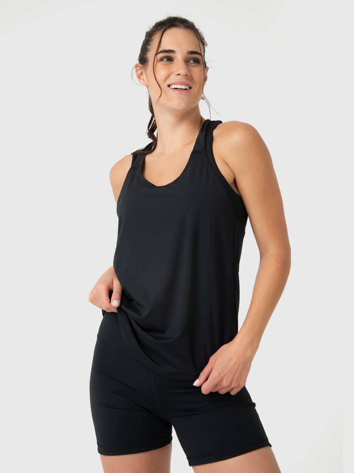 Polera Mujer Training Tank Aloe Negra -0