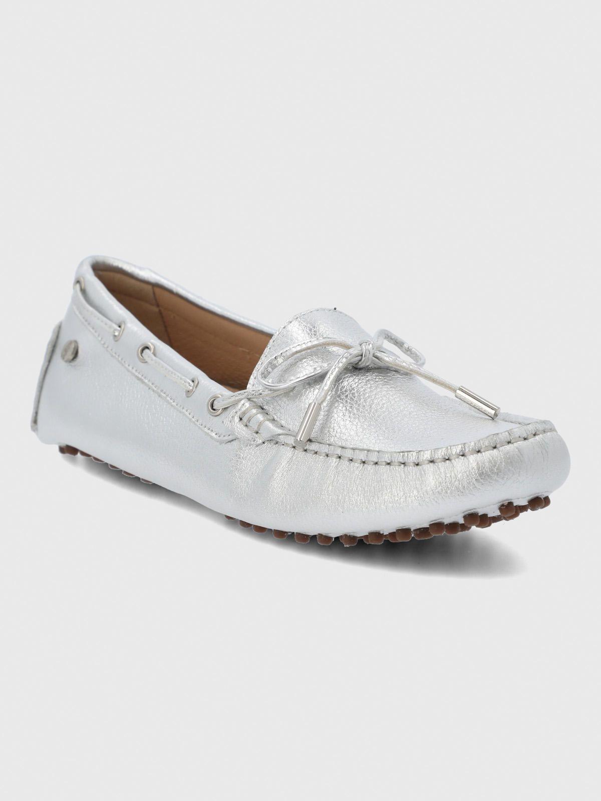 Mocasin Cuero Mujer Ribbon Metalizado-1