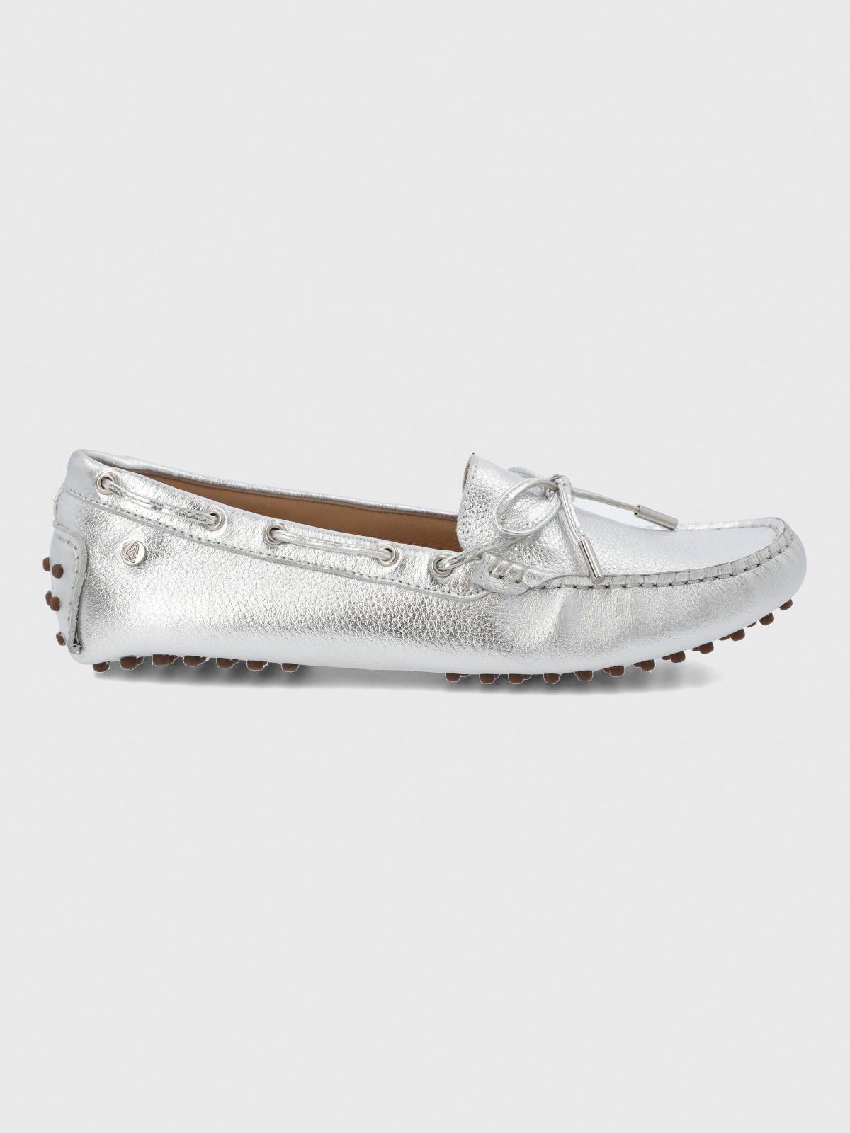 Mocasin Cuero Mujer Ribbon Metalizado-3