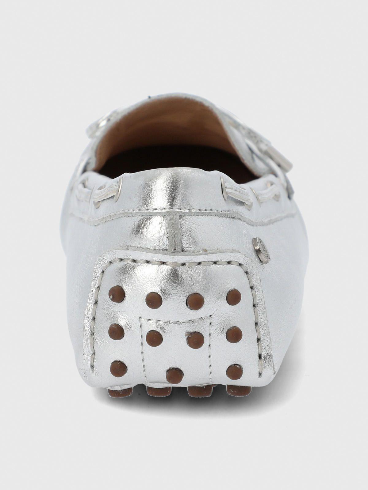 Mocasin Cuero Mujer Ribbon Metalizado-7