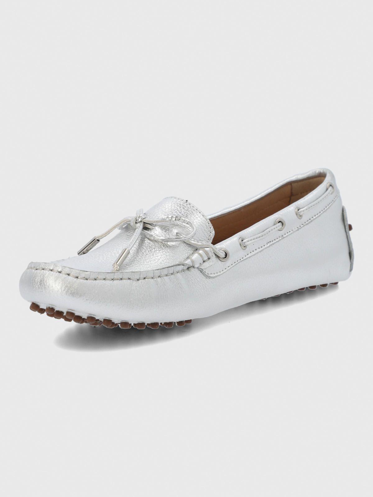 Mocasin Cuero Mujer Ribbon Metalizado-5