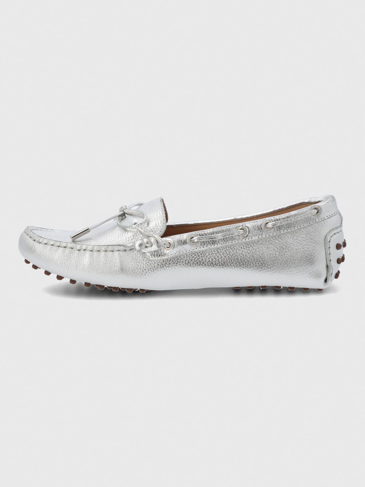 Mocasin Cuero Mujer Ribbon Metalizado-6