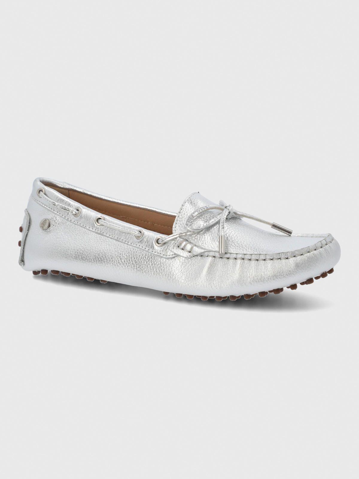 Mocasin Cuero Mujer Ribbon Metalizado-0