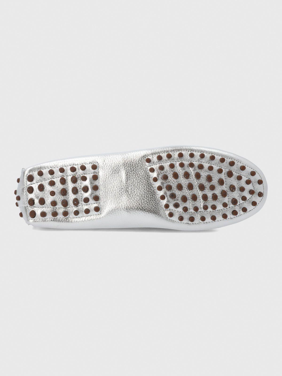 Mocasin Cuero Mujer Ribbon Metalizado-8