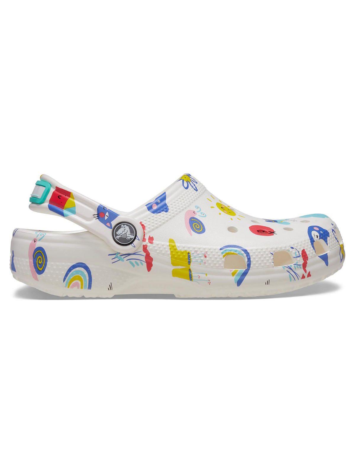 Zueco Crocs Niño Doodle Print Clog K Blanco-0