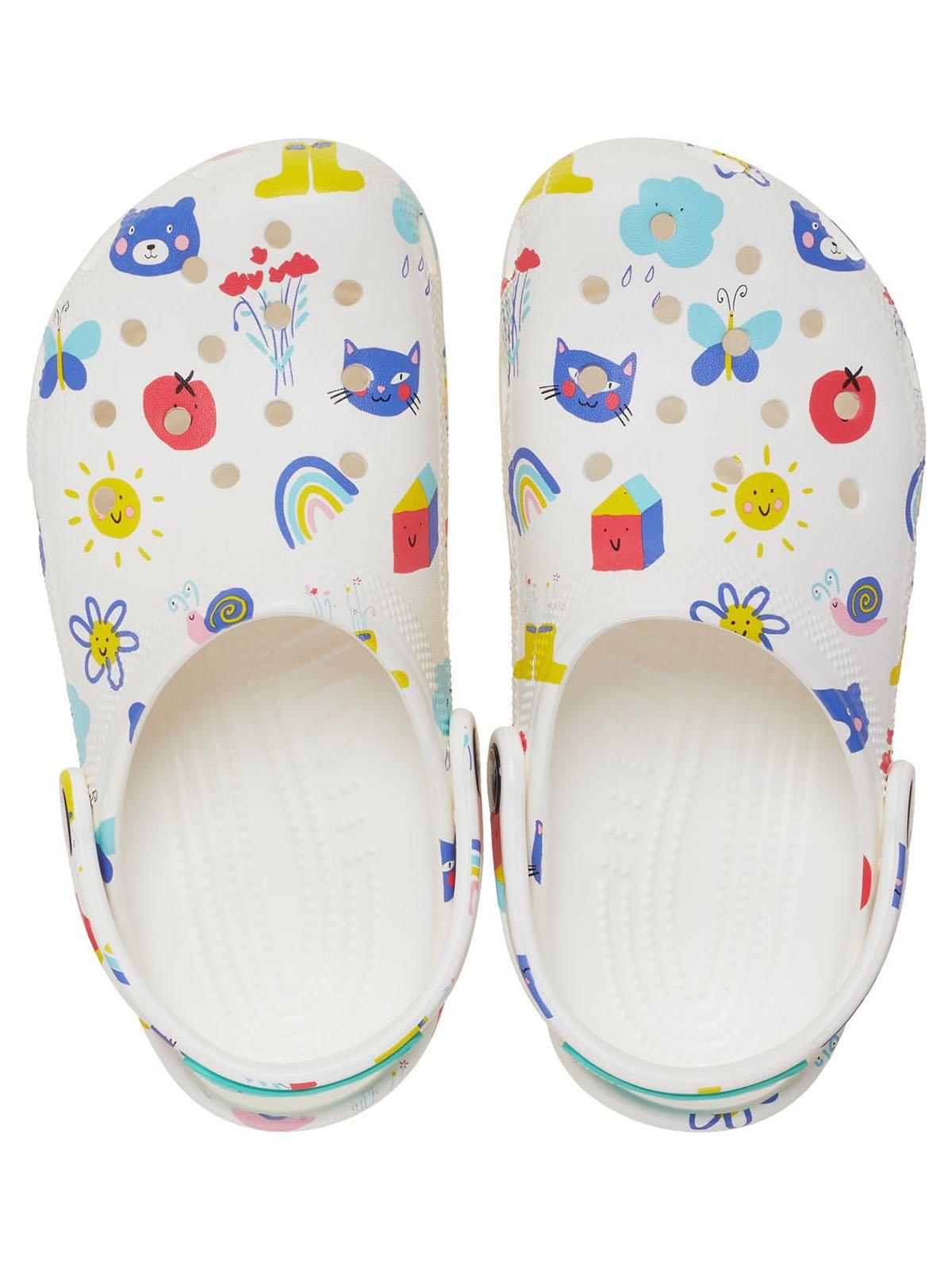 Zueco Crocs Niño Doodle Print Clog K Blanco-4