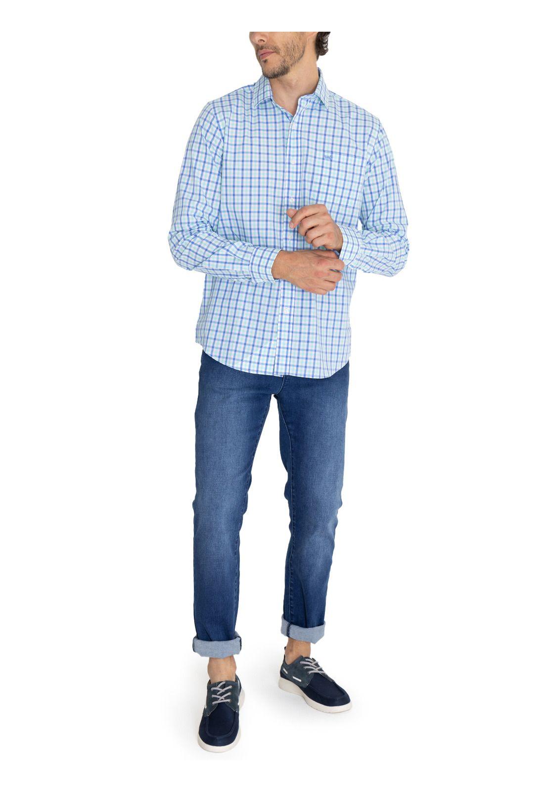 Camisa Algodón Org Azul Marino Lighter Hombre -8