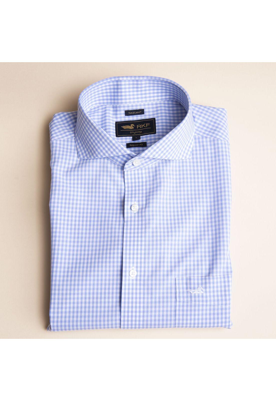 Camisa Hombre Libre De Arrugas Travel Azul-4