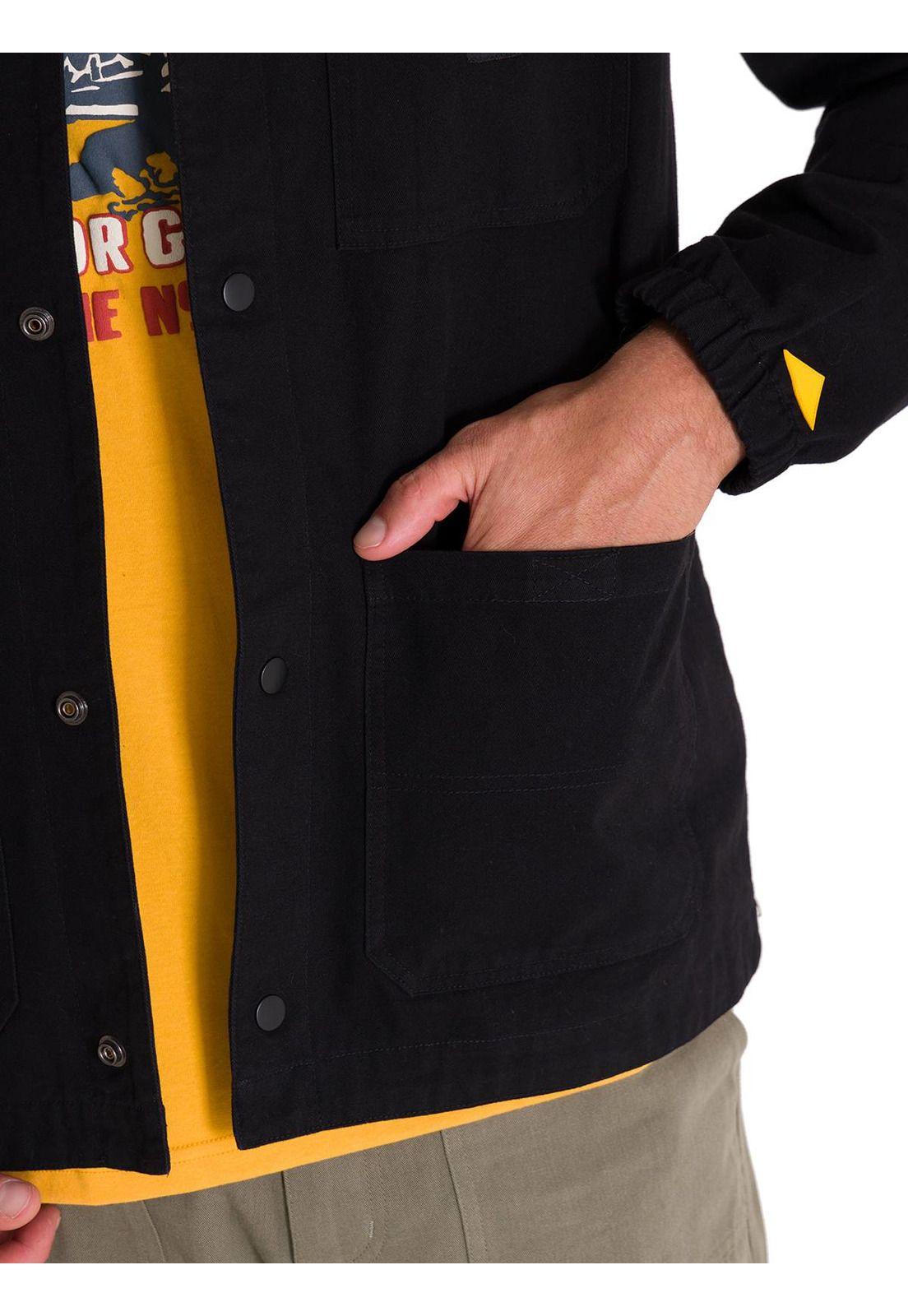 Chaqueta Casual Snap Front Coach Hombre Negra-5