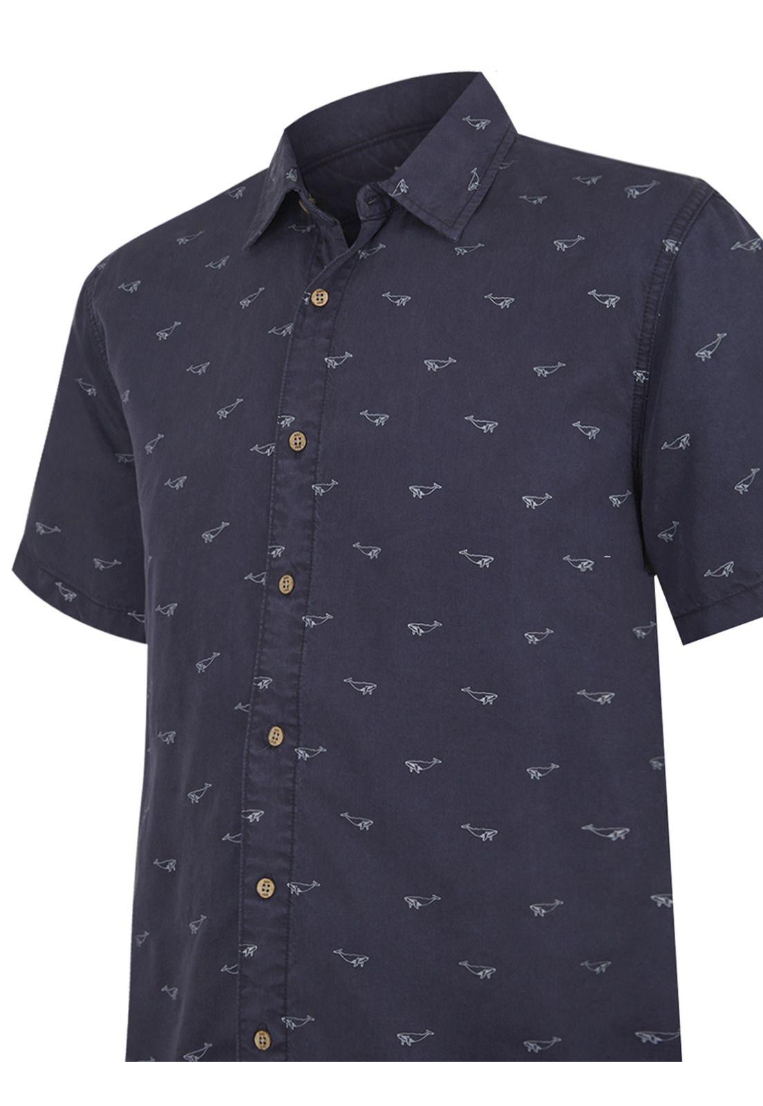 camisa Tencel Azul Marino Tencelprint Hombre -3