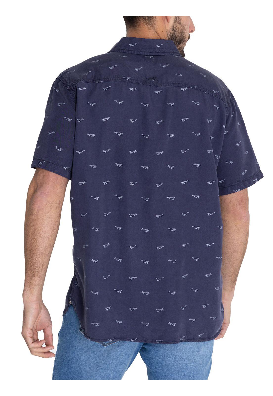 camisa Tencel Azul Marino Tencelprint Hombre -6