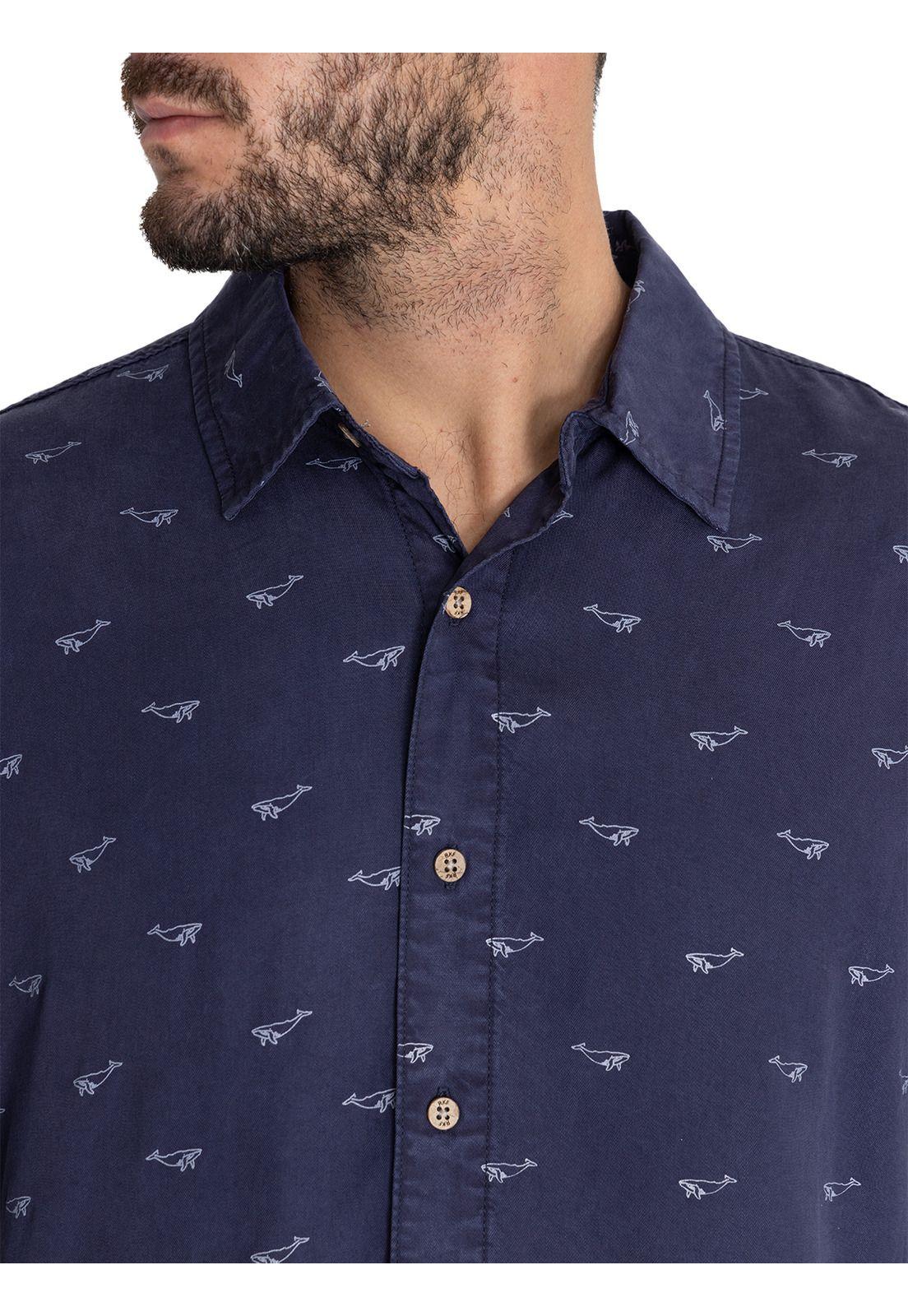 camisa Tencel Azul Marino Tencelprint Hombre -7