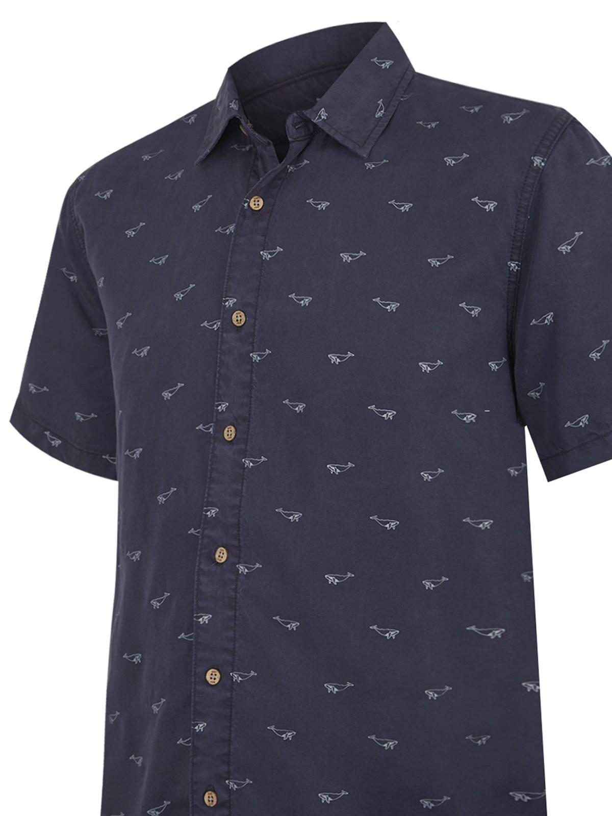 camisa Tencel Azul Marino Tencelprint Hombre -3