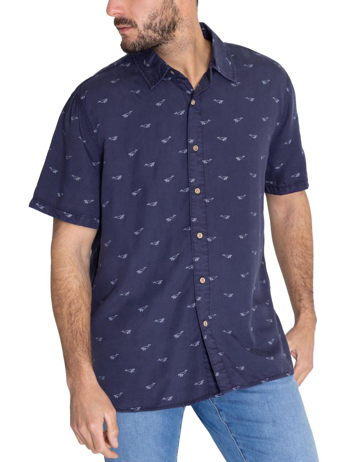 camisa Tencel Azul Marino Tencelprint Hombre -5
