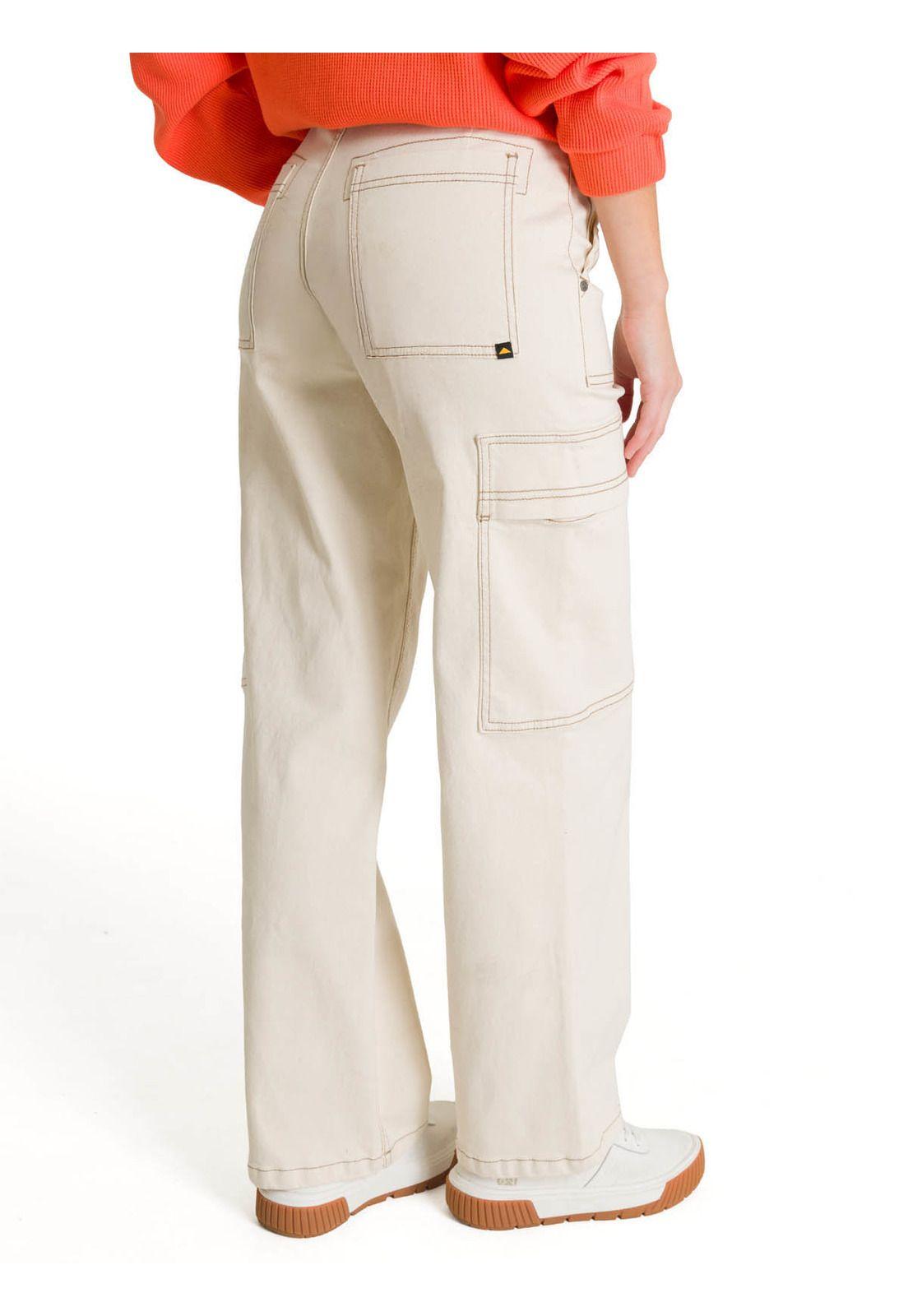 Jeans Cargo Mujer Relaxed Beige-3