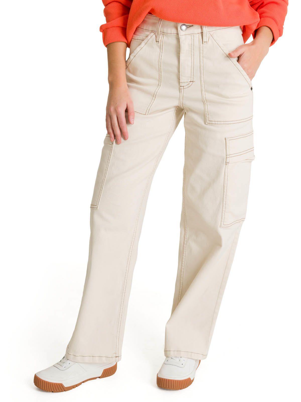Jeans Cargo Mujer Relaxed Beige-0