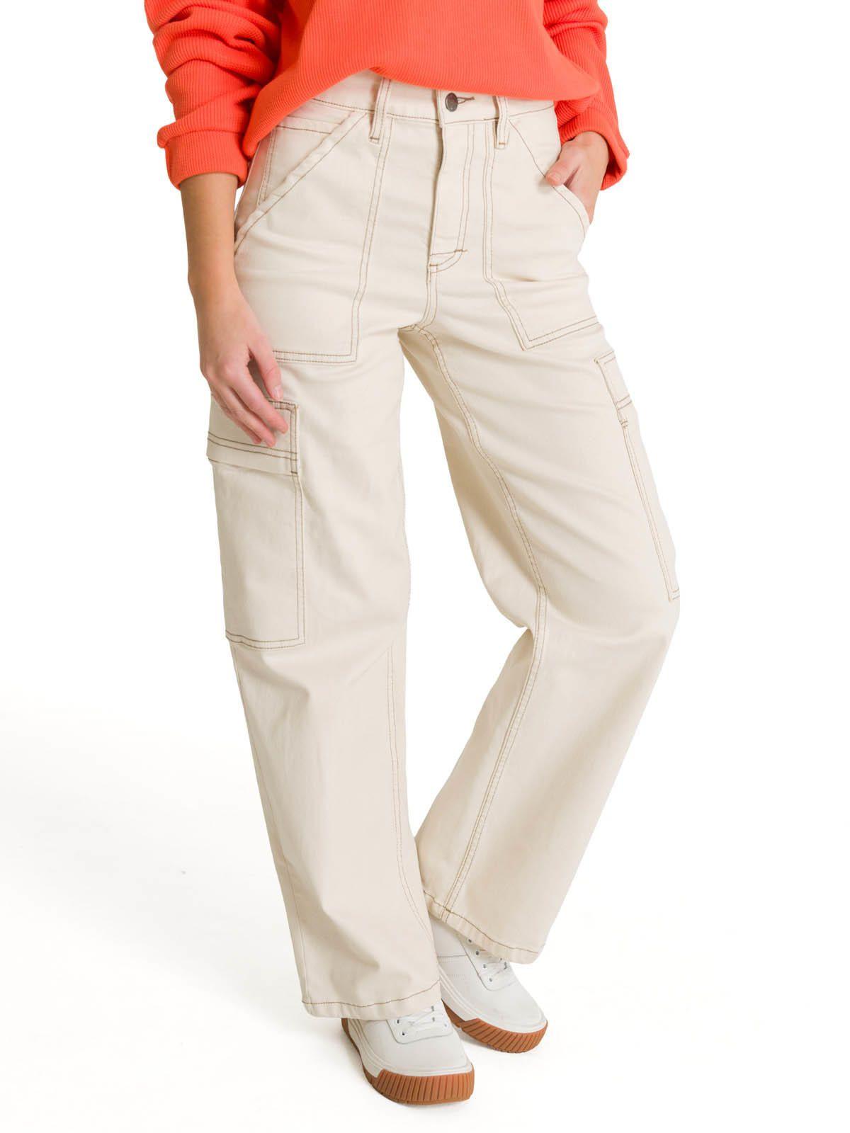 Jeans Cargo Mujer Relaxed Beige-1