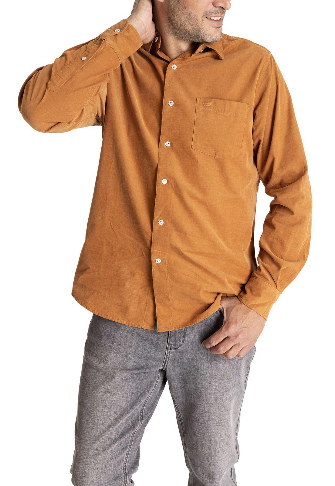 Camisa M/L Hombre Corduroy Café-4