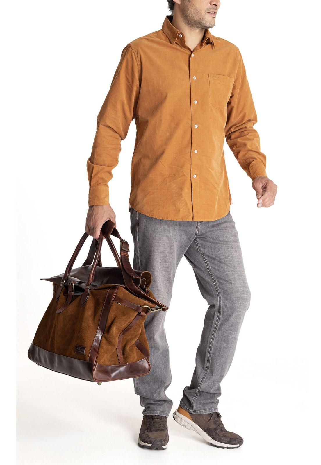 Camisa M/L Hombre Corduroy Café-8