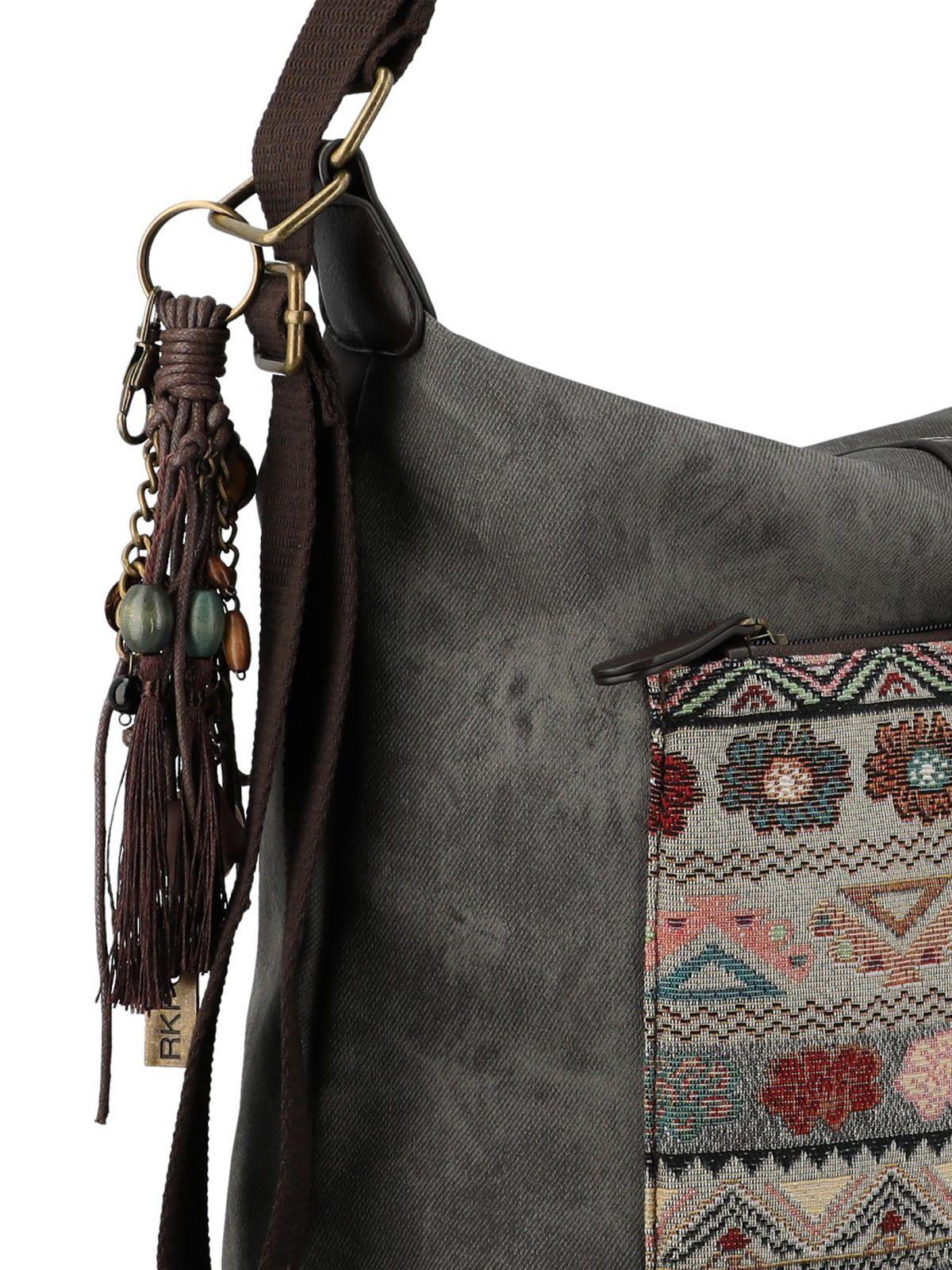 Cartera Textil Mujer Inti Hobo Gris-3