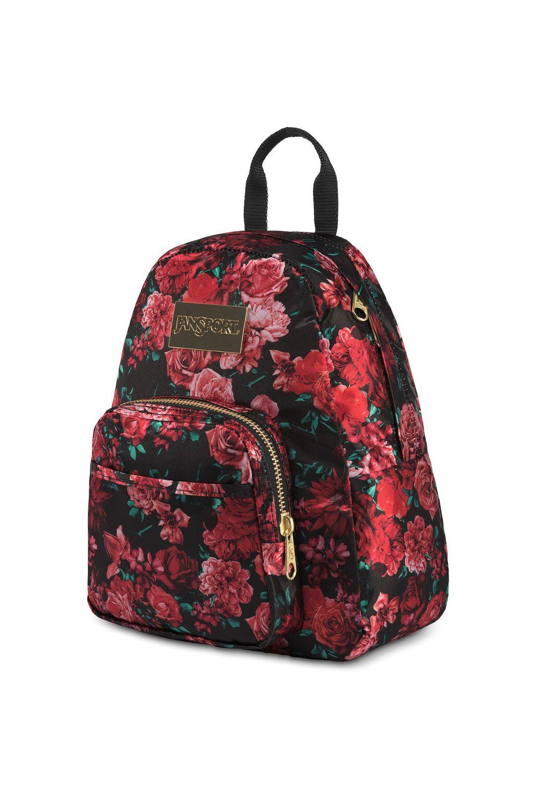 Mochila Half Pint Luxe Negra con Flores-1