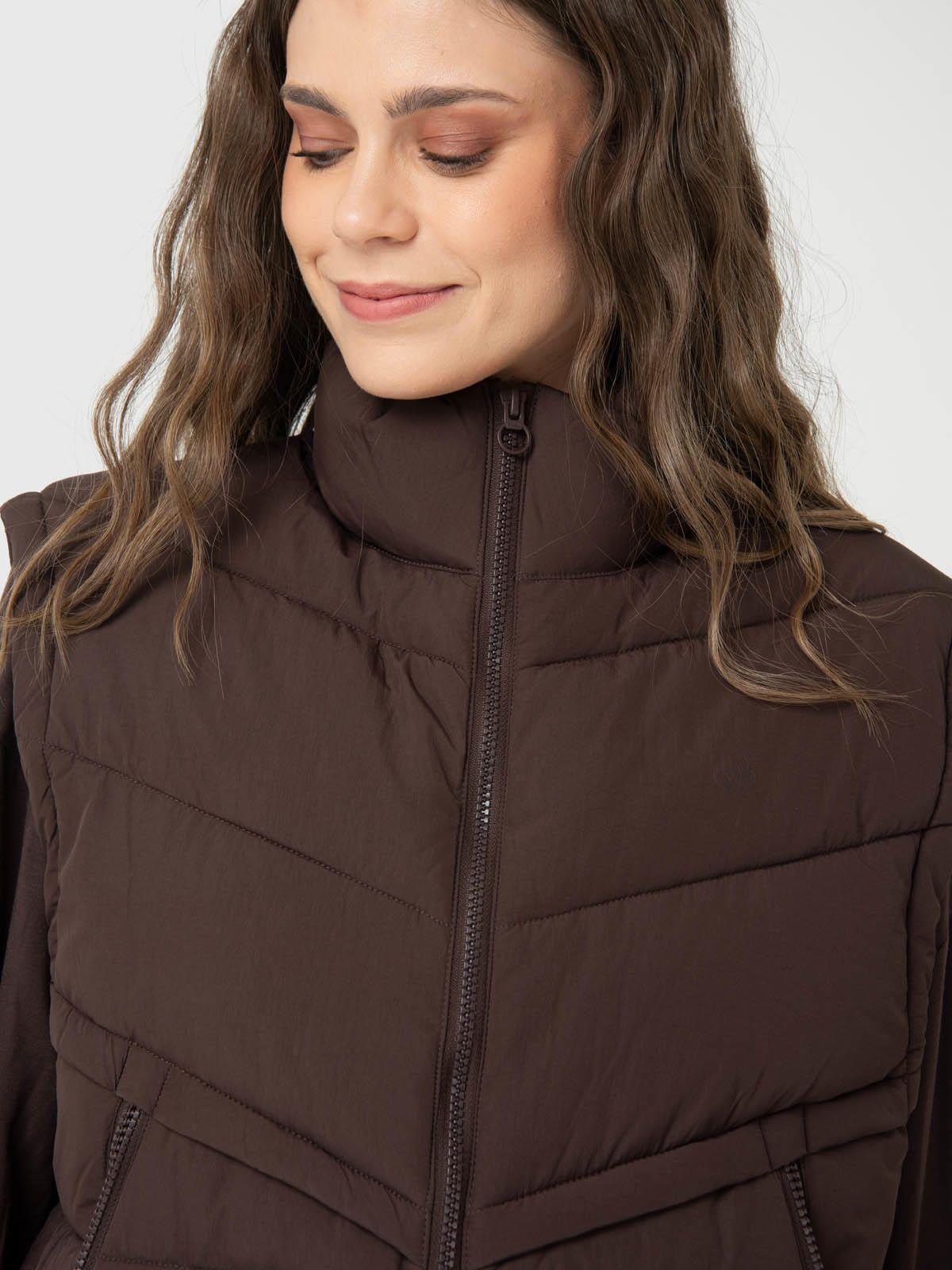 Parka Mujer Sleeveles Café-3