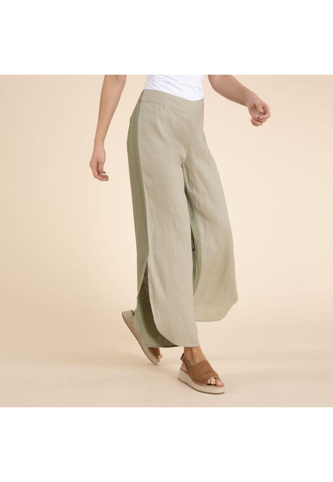 Pantalón Lino Org Mujer Agra Verde Petroleo-1