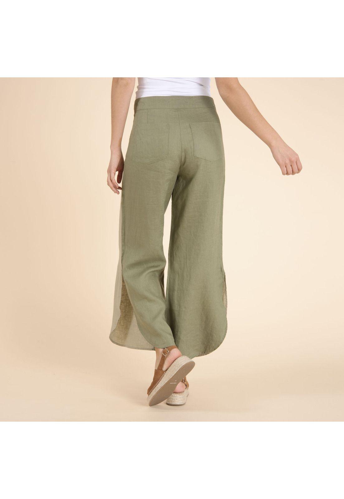 Pantalón Lino Org Mujer Agra Verde Petroleo-2