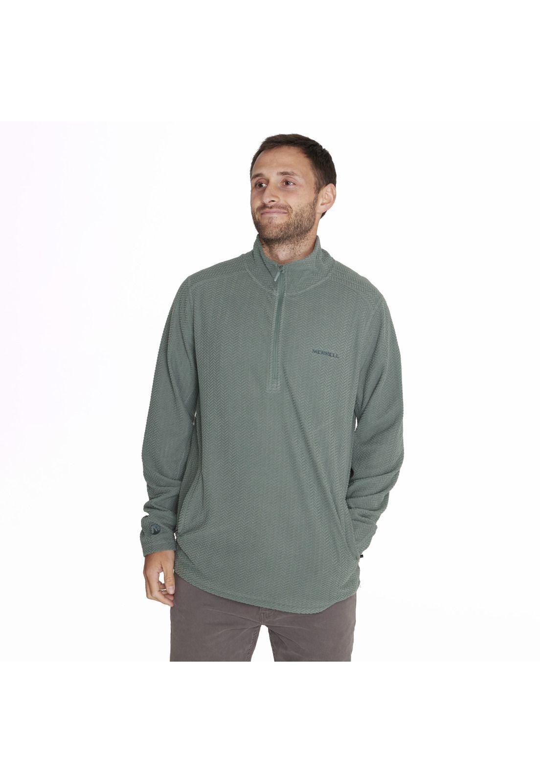 Polerón Embossed Half Zipper Verde Hombre-3