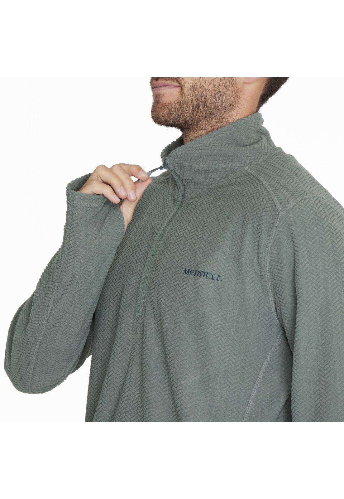 Polerón Embossed Half Zipper Verde Hombre-4
