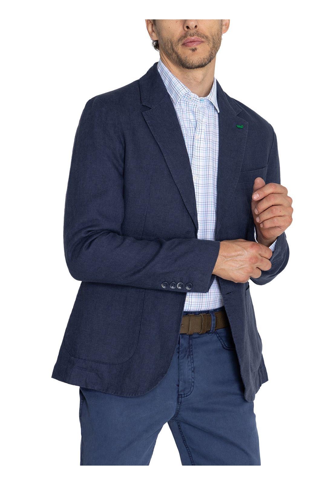Chaqueta Lino Orgánico Azul Amalfi Hombre -5