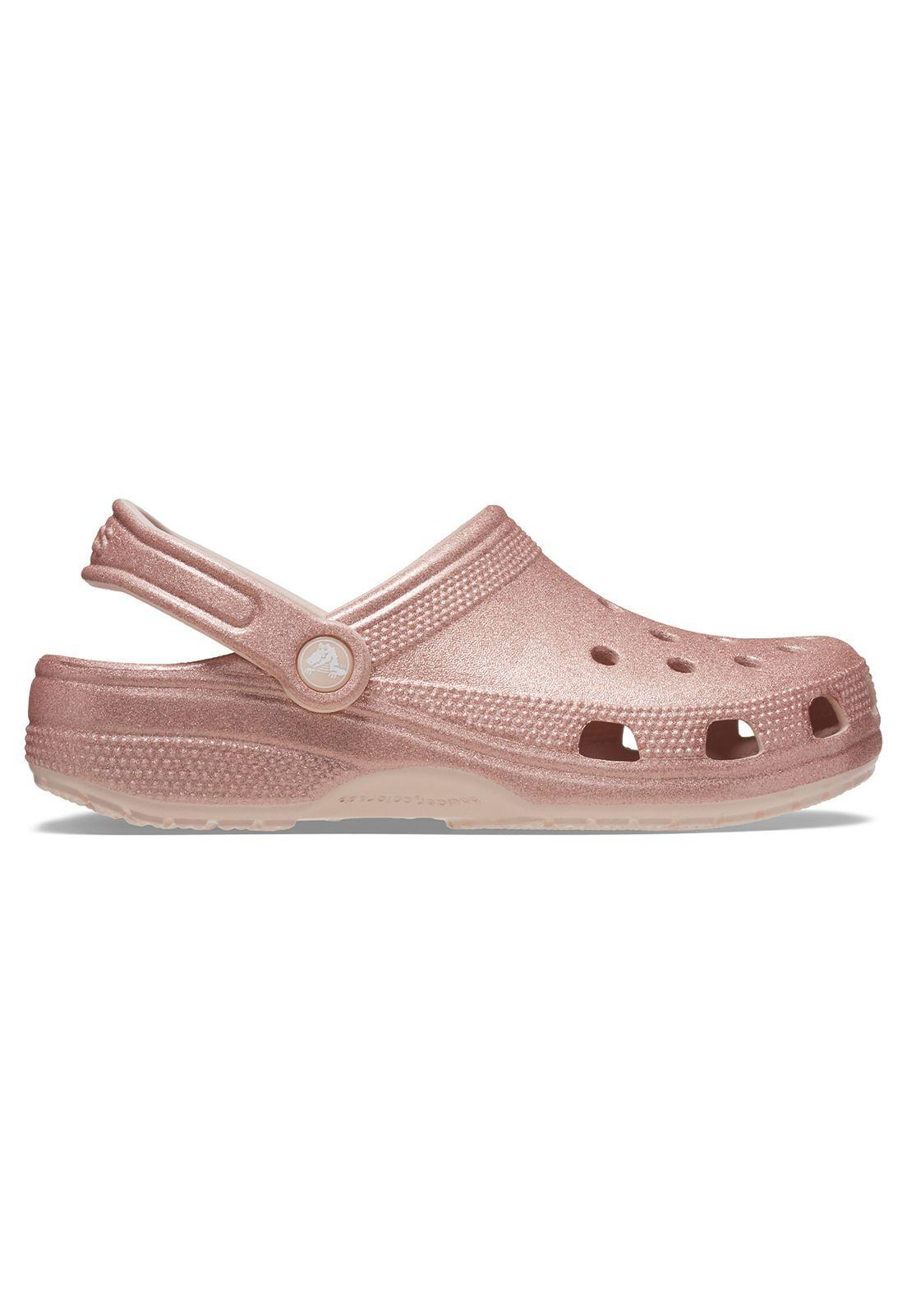 Zueco Crocs Mujer Classic Glitter Clog Rosado-0