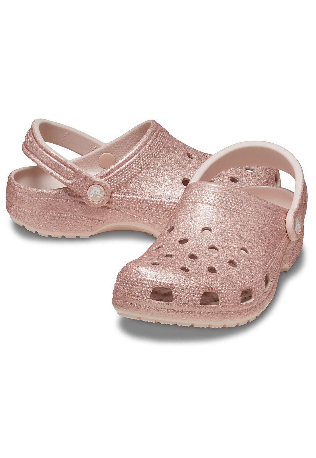 Zueco Crocs Mujer Classic Glitter Clog Rosado-3