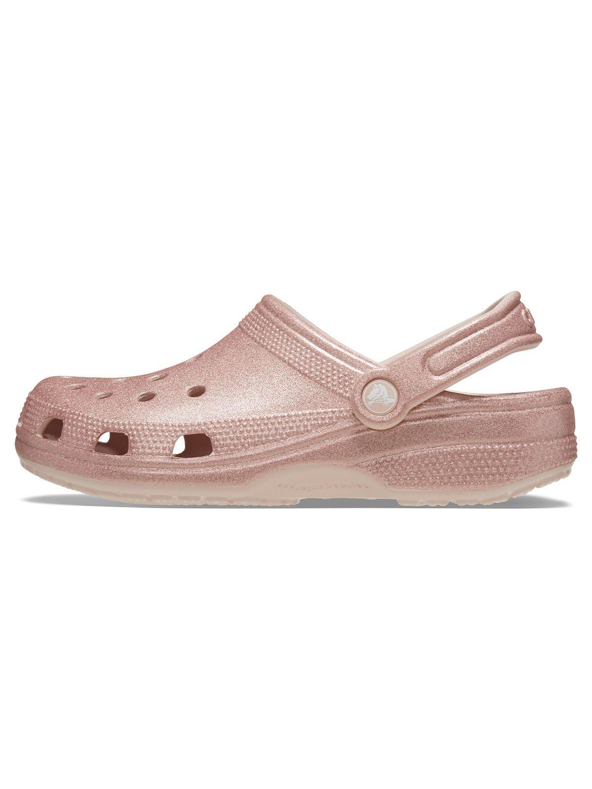 Zueco Crocs Mujer Classic Glitter Clog Rosado-1