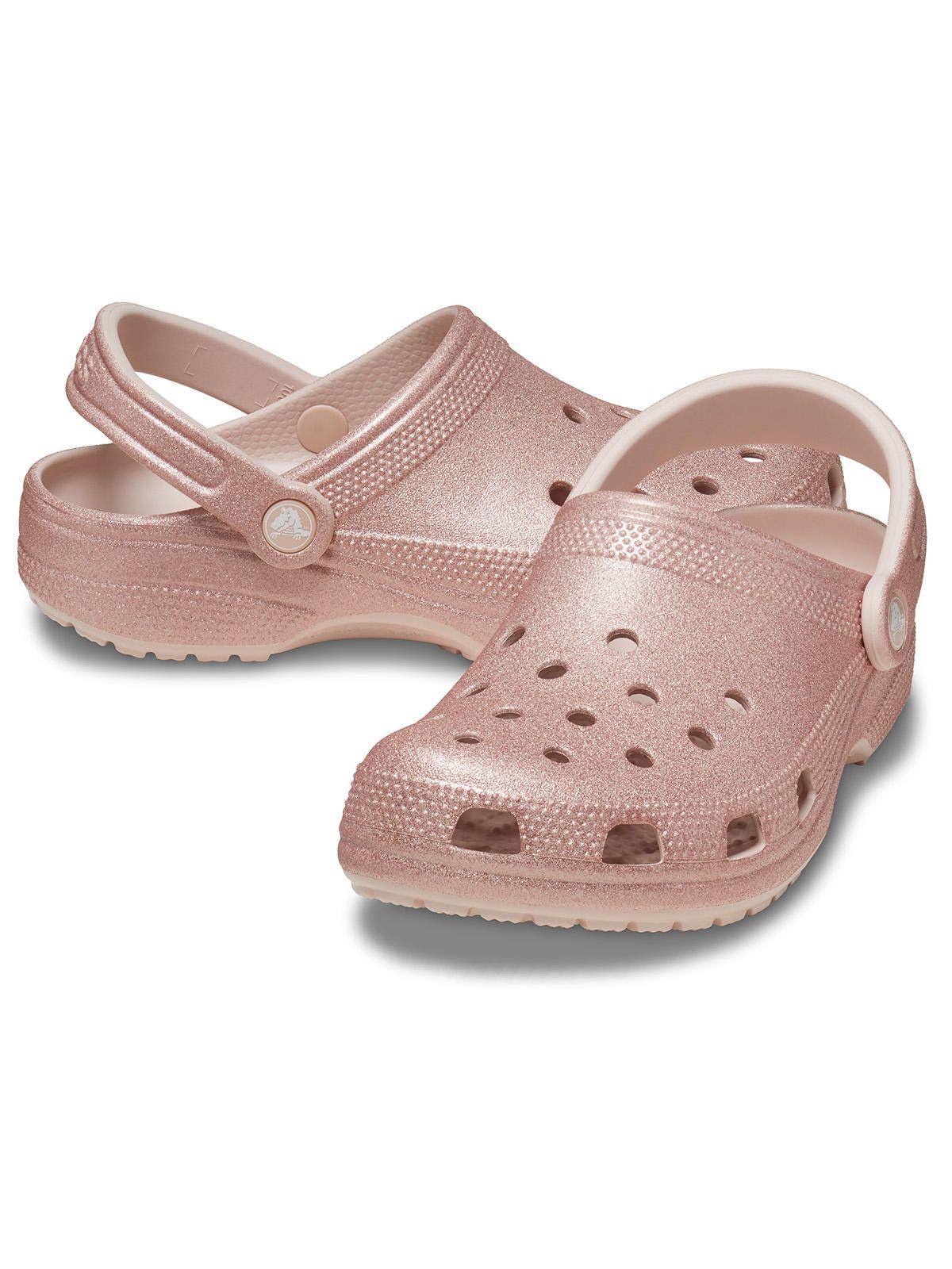 Zueco Crocs Mujer Classic Glitter Clog Rosado-3