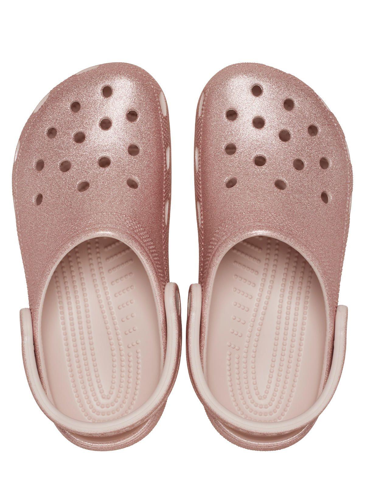 Zueco Crocs Mujer Classic Glitter Clog Rosado-4